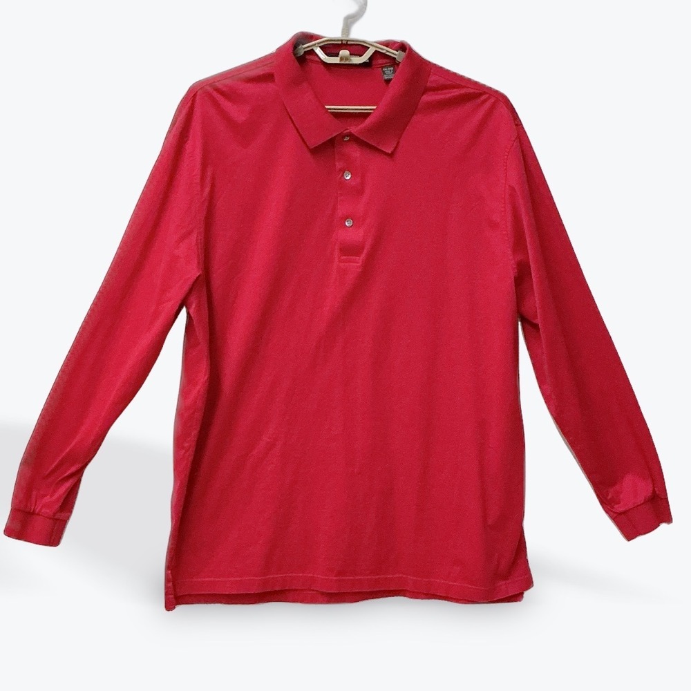Carnoustie Mens XXL Red Long Sleeve Polo‎ Shirt 100% Mercerized Cotton Golf Top